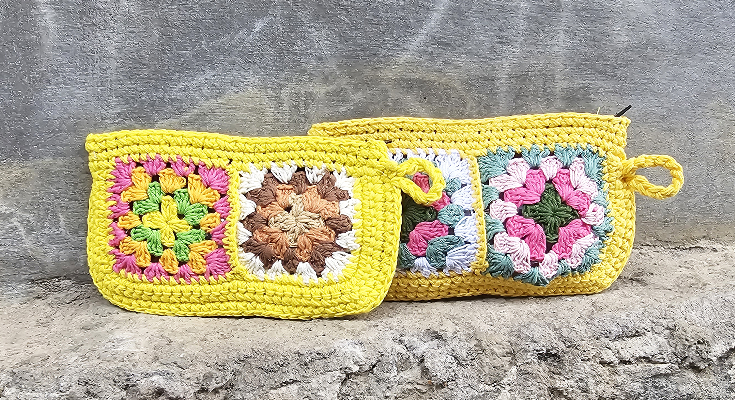 POCHETTE IN COTONE REALIZZATE A UNCINETTO CON FODERA CM 24X16 - Image 6