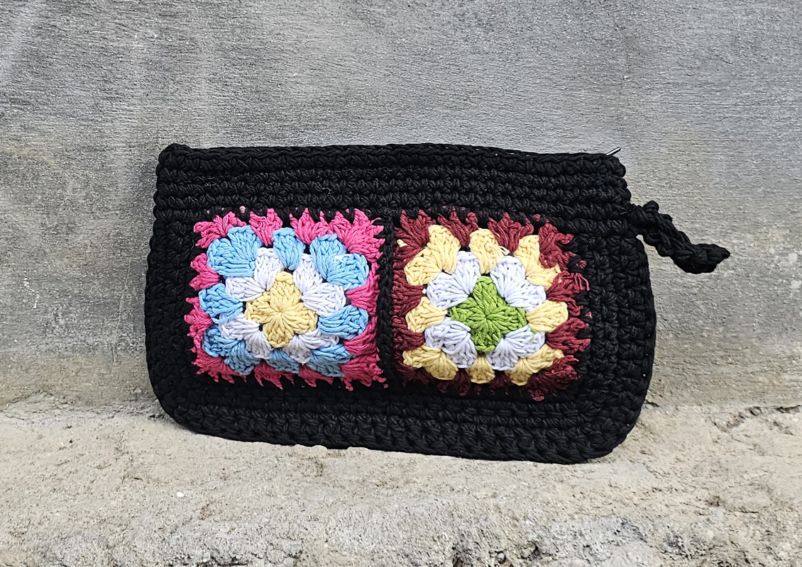 POCHETTE IN COTONE REALIZZATE A UNCINETTO CON FODERA CM 24X16 - Image 9