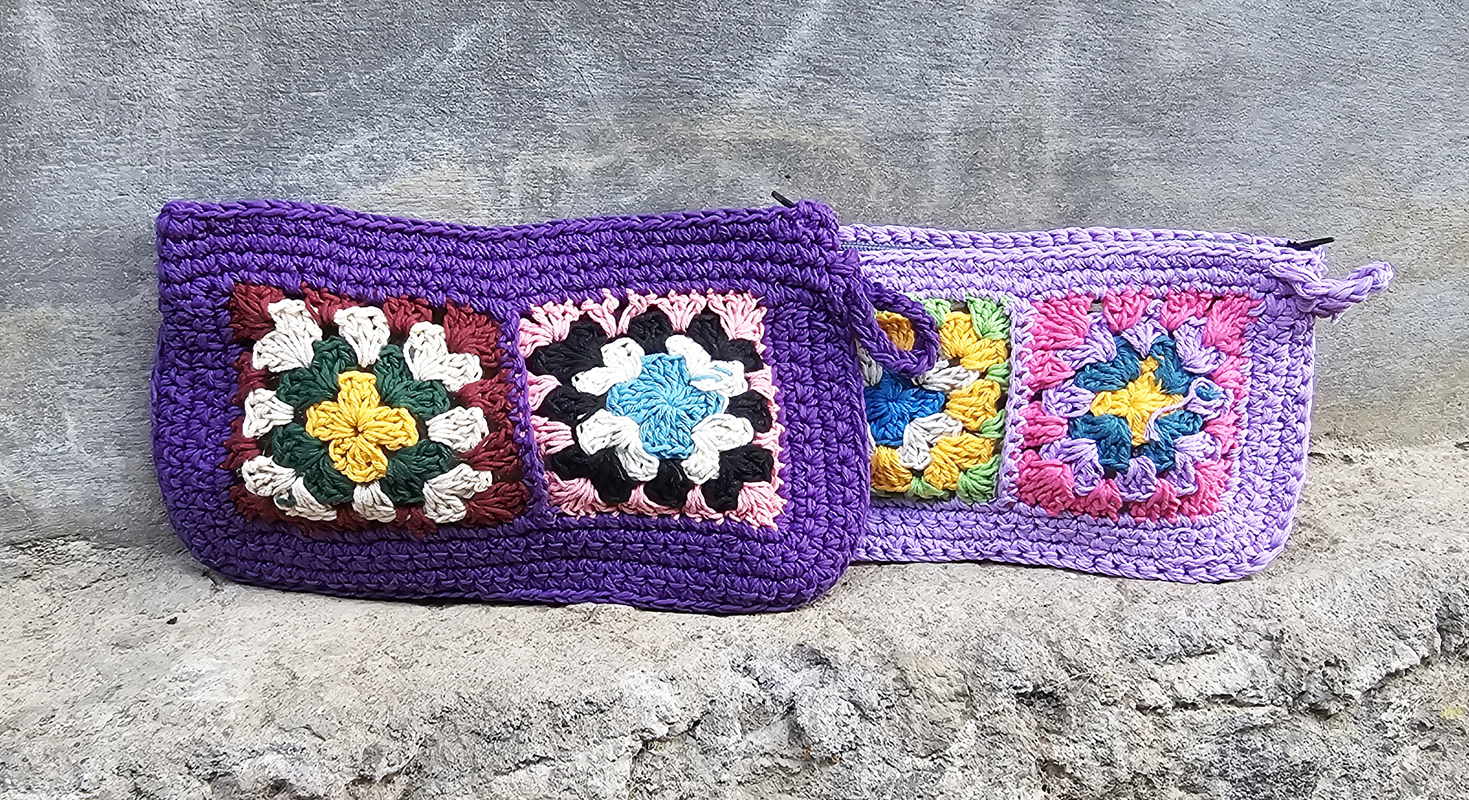 POCHETTE IN COTONE REALIZZATE A UNCINETTO CON FODERA CM 24X16 - Image 10