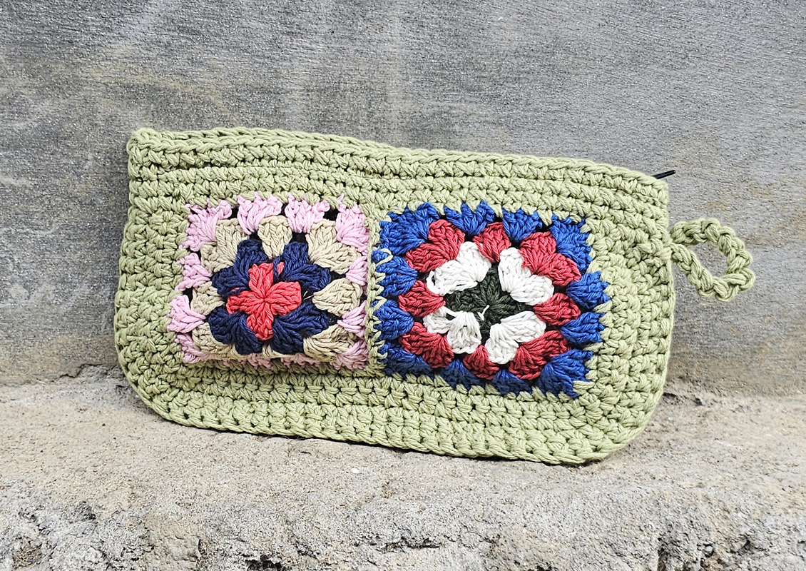 POCHETTE IN COTONE REALIZZATE A UNCINETTO CON FODERA CM 24X16 - Image 11