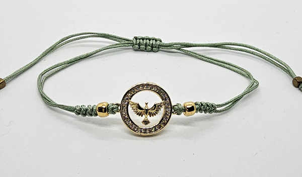 BRACCIALE STRING CON ZIRCONE SU METALLO GOLD PLATED AQUILA NEL CERCHIO - Image 2