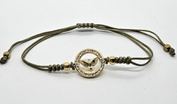 BRACCIALE STRING CON ZIRCONE SU METALLO GOLD PLATED  AQUILA NEL CERCHIO