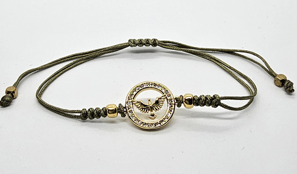 BRACCIALE STRING CON ZIRCONE SU METALLO GOLD PLATED AQUILA NEL CERCHIO - Image 3