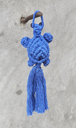 PORTACHIAVI MACRAME' TARTARUGA CON FRANGE CM 8