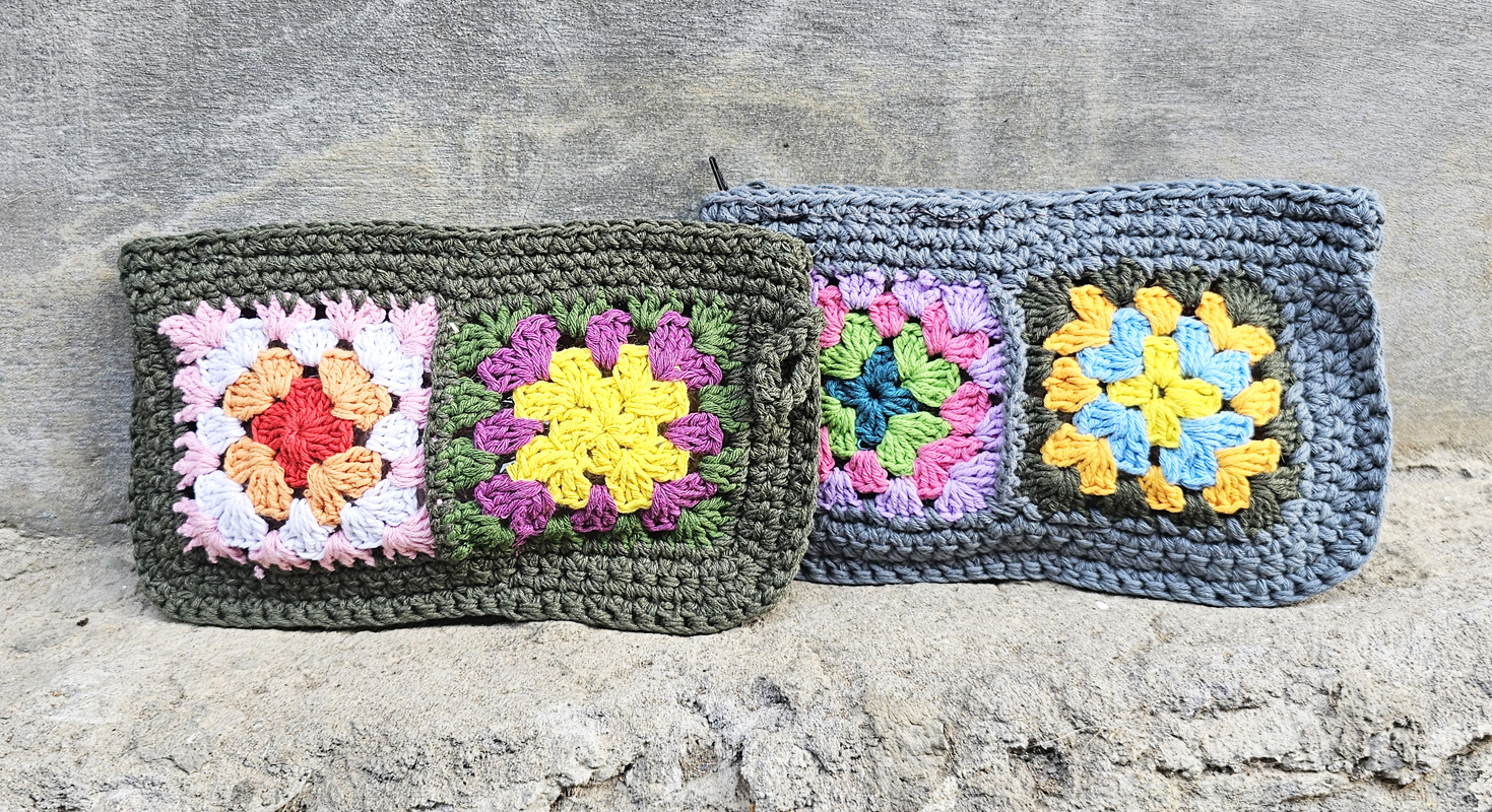 POCHETTE IN COTONE REALIZZATE A UNCINETTO CON FODERA CM 24X16 - Image 22