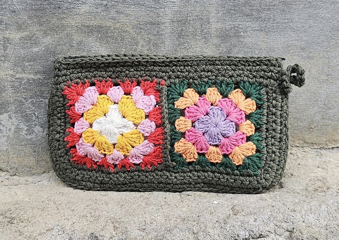 POCHETTE IN COTONE REALIZZATE A UNCINETTO CON FODERA CM 24X16 - Image 23