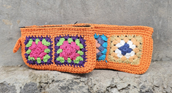 POCHETTE IN COTONE REALIZZATE A UNCINETTO CON FODERA CM 24X16