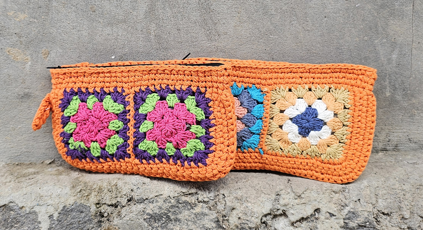 POCHETTE IN COTONE REALIZZATE A UNCINETTO CON FODERA CM 24X16 - Image 24