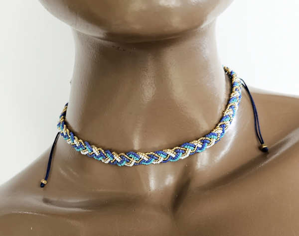 COLLANA GIROCOLLO IN PERLINE GIAPPONESI MGB 15/0 A TRECCIA CON 5 FILI CON CHIUSURA MACRAMÉ REGOLABILE - Image 2