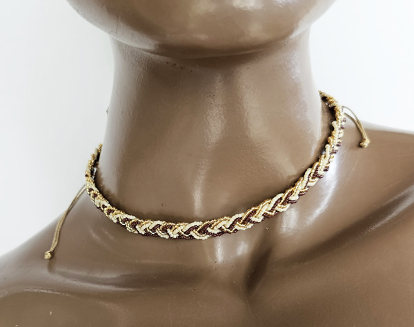 COLLANA GIROCOLLO IN PERLINE GIAPPONESI MGB 15/0 A TRECCIA CON 5 FILI CON CHIUSURA MACRAMÉ REGOLABILE - Image 5