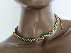 COLLANA GIROCOLLO IN PERLINE GIAPPONESI MGB 15/0  A TRECCIA CON 5 FILI CON CHIUSURA MACRAMÉ REGOLABILE