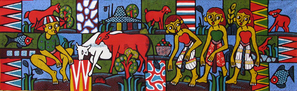 BATIK NEL VILLAGGIO AUTORE ASDINUOR CM 45X150 ORIZZONTALI - Image 4