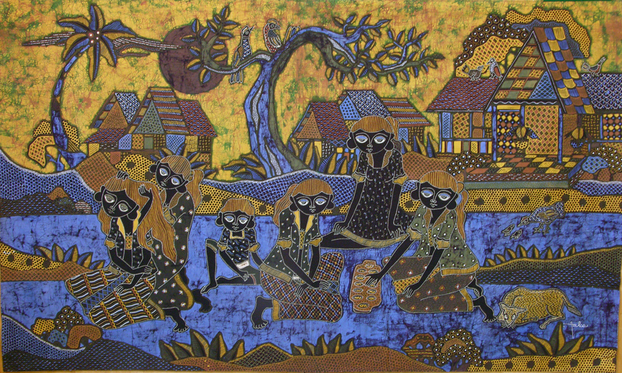 BATIK NEL VILLAGGIO AUTORE JAKA CM 90X150 ORIZZONTALE - Image 4