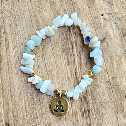 BRACCIALE ELASTICO CON PIETRA E CHARM BUDDA GOLD PLATED