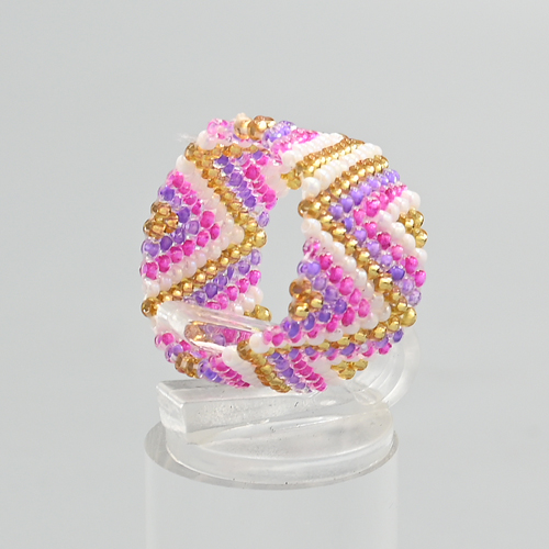 ANELLI IN MICROPERLINE GIAPPONESI METZUNO 15/0 , 10 ROW GRANDE , ZIG ZAG (3 MISURE FISSE NON REGOLABILI FEMMINILI) - Image 4