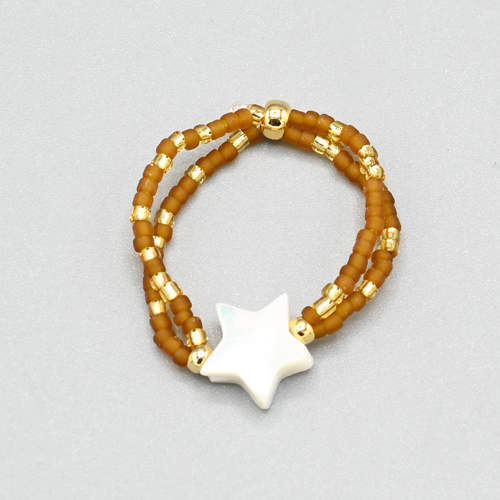 ANELLI 2 FILI ELASTICI CON MICROPERLINE GIAPPONESI 15/0 MATZUNO MIX GOLD COLOURS E STELLINA IN MADREPERLA - Image 2