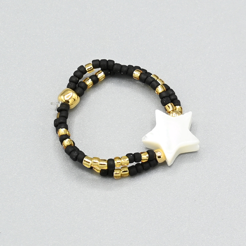 ANELLI 2 FILI ELASTICI CON MICROPERLINE GIAPPONESI 15/0 MATZUNO MIX GOLD COLOURS E STELLINA IN MADREPERLA - Image 8