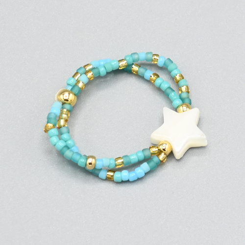 ANELLI 2 FILI ELASTICI CON MICROPERLINE GIAPPONESI 15/0 MATZUNO MIX GOLD COLOURS E STELLINA IN MADREPERLA - Image 9