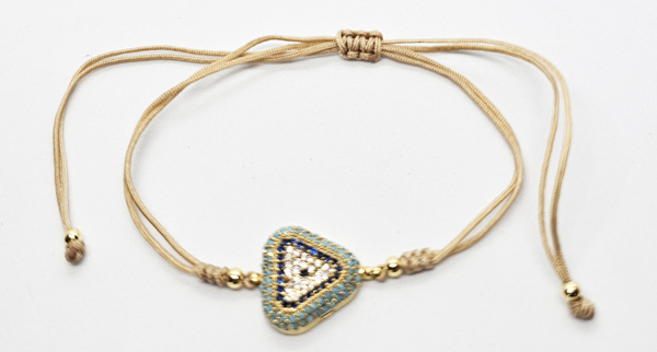 BRACCIALE STRING CON ZIRCONI SU METALLO GOLD PLATED E TRIANGOLO TURCHESE E NERO - Image 2