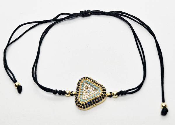 BRACCIALE STRING CON ZIRCONI SU METALLO GOLD PLATED E TRIANGOLO TURCHESE E NERO - Image 4