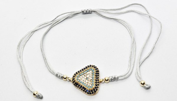 BRACCIALE STRING CON ZIRCONI SU METALLO GOLD PLATED E TRIANGOLO TURCHESE E NERO - Image 6