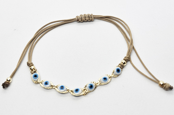 BRACCIALE/CAVIGLIERA SU CORDINO 7 DEVIL EYES SU METALLO GOLD PLATED - Image 2
