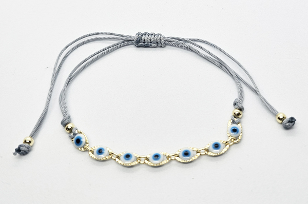 BRACCIALE/CAVIGLIERA SU CORDINO 7 DEVIL EYES SU METALLO GOLD PLATED - Image 3