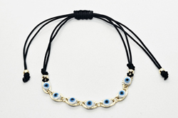 BRACCIALE/CAVIGLIERA SU CORDINO 7 DEVIL EYES SU METALLO GOLD PLATED