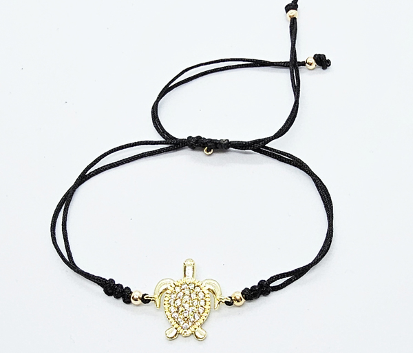 BRACCIALE STRING CON ZIRCONI SU METALLO GOLD PLATED CON TARTARUGA MARINA - Image 3