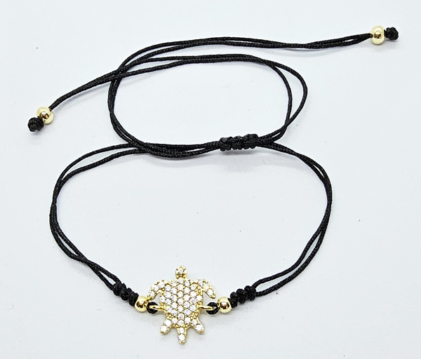 BRACCIALE STRING CON ZIRCONI SU METALLO GOLD PLATED CON TARTARUGA MARINA - Image 5