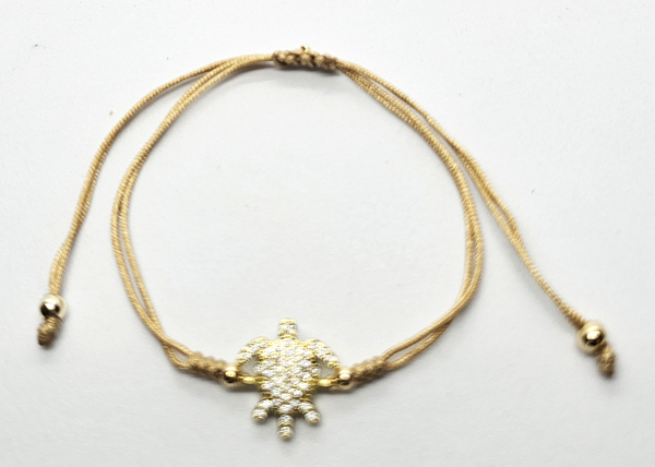BRACCIALE STRING CON ZIRCONI SU METALLO GOLD PLATED CON TARTARUGA MARINA - Image 3